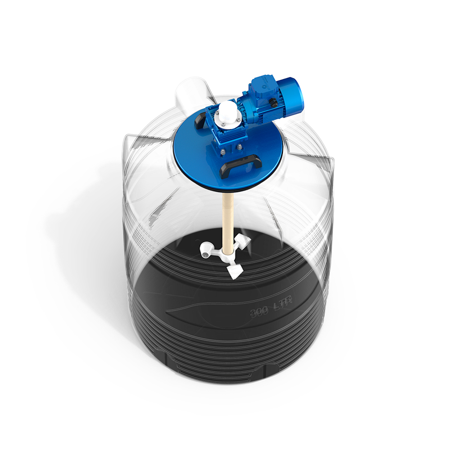 Емкость V 300 литров с мешалкой для вязких жидкостей фото 2 в разрез