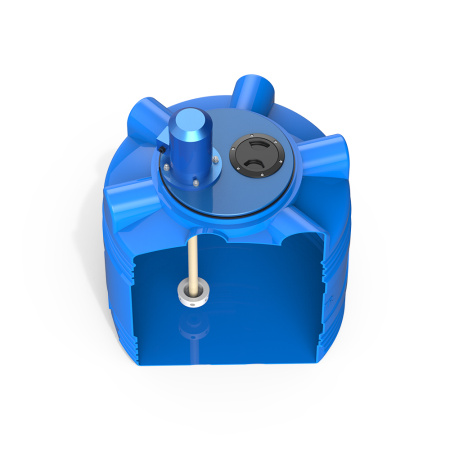 Емкость V 200 литров с турбинной мешалкой фото вид сверху в разрез