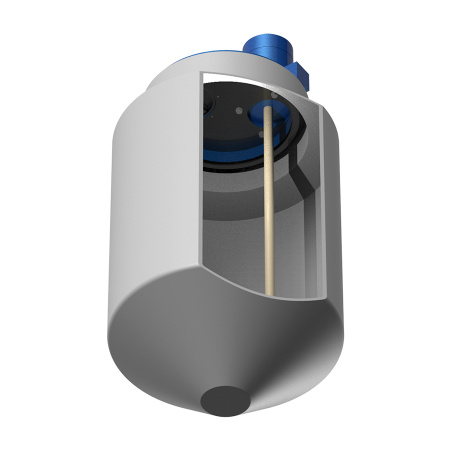 Емкость K 100 литров с пропеллерной мешалкой без обрешетки - фото с разрезом снизу