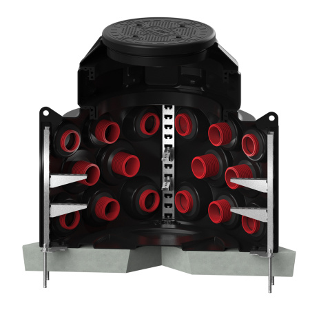 Колодец КН 1000 H1100 с крышкой D 560 мм фото стойки трубы анкерение в разрез