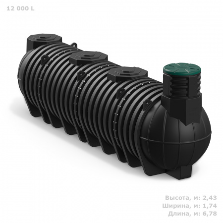 Подземная накопительная емкость DL 12 000 литров фото с габаритами 