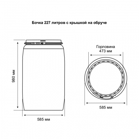 Чертеж бочки 227 литров