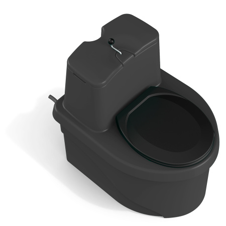 Торфяной биотуалет «РОСА» PREMIUM чёрного цвета вид сверху крышка закрыта