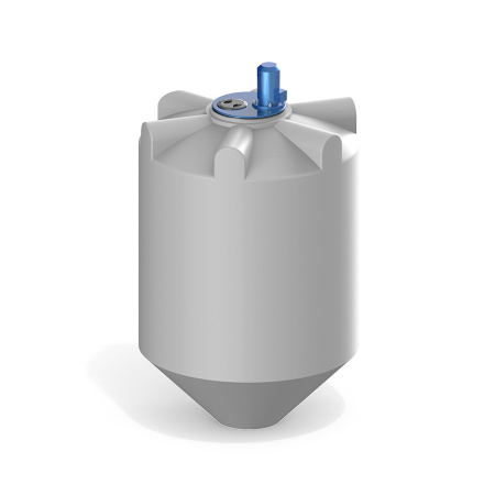 Емкость K 1000 литров с пропеллерной мешалкой без обрешетки вид спереди