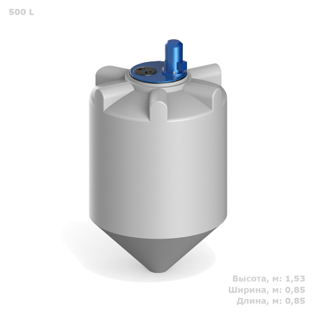 Емкость K 500 литров с пропеллерной мешалкой без обрешетки фото с габаритами 