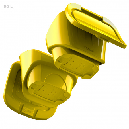 Желтый ящик для соли, реагентов 90 литров - открытый снизу