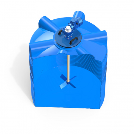 Емкость V 1000 литров с лопастной мешалкой в разрезе фото 2