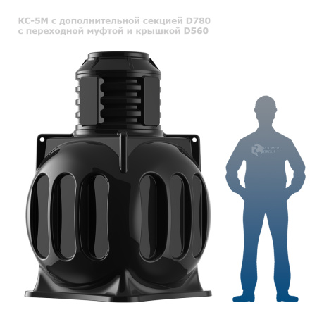 Колодец КС-5М с дополнительной секцией D780 и крышкой D560 фото рядом с человеком