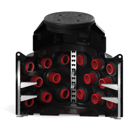 Колодец КН 1000 H1100 с крышкой D 560 мм фото фото в разрез трубы и стойки