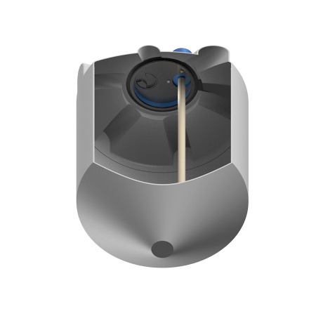 Емкость K 500 литров с пропеллерной мешалкой без обрешетки вид снизу в разрез