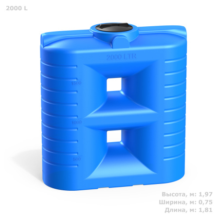 Бак SN 2000 литров синий фото с габаритами 