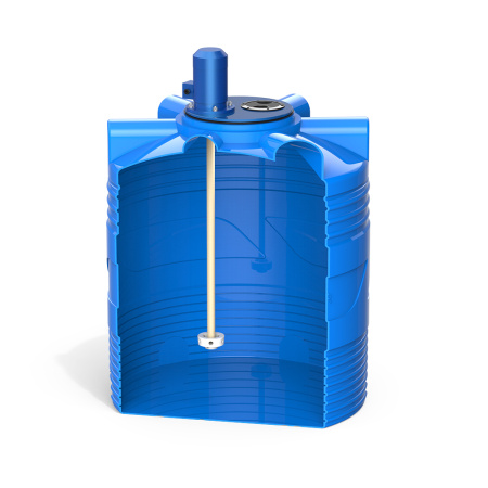 Емкость V 500 литров с турбинной мешалкой фото спереди в разрез