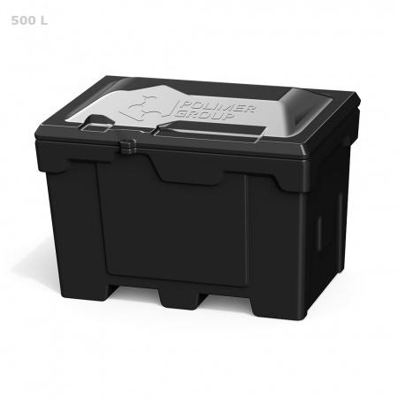 Ящик для ветоши 500 литров черный вид спереди
