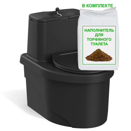 Торфяной биотуалет «РОСА» PREMIUM чёрного цвета с наполнителем