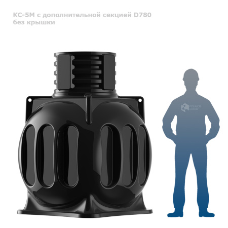 Колодец КС-5М с дополнительной секцией D780 без крышки человек рядом с колодцем связи
