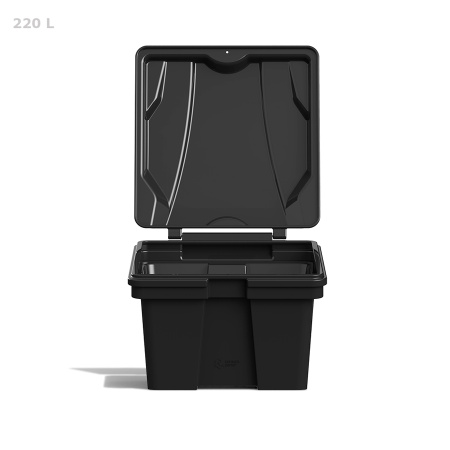 Ящик для для ветоши 220 литров открытый вид спереди