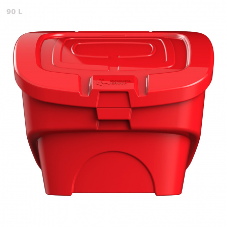 Красный ящик для соли, реагентов 90 литров - закрытый спереди