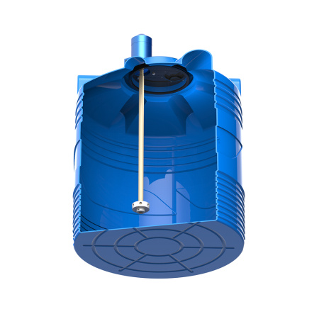 Емкость V 500 литров с турбинной мешалкой фото снизу в разрез