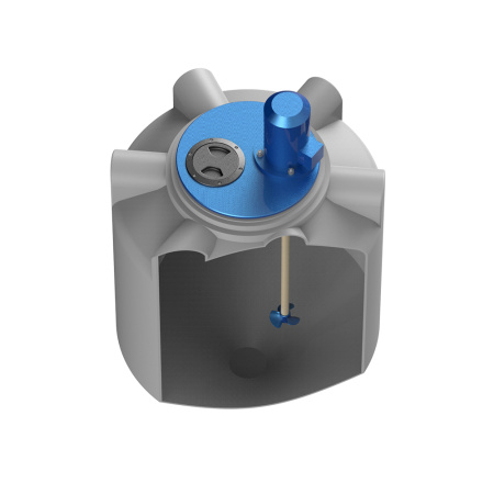 Анонс Емкость K 200 литров с пропеллерной мешалкой без обрешетки вид сверху в разрез