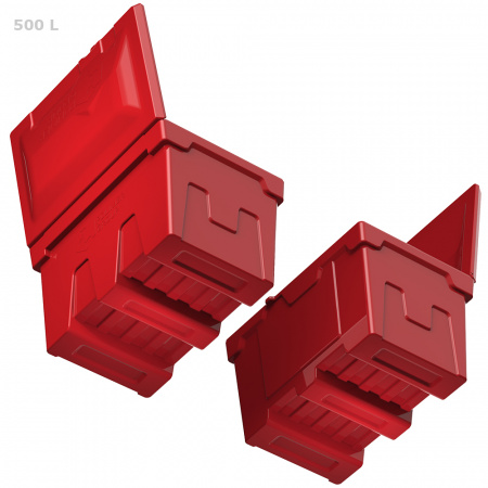 Ящик для соли, реагентов 500 литров - вид снизу открытая крышка два ящика