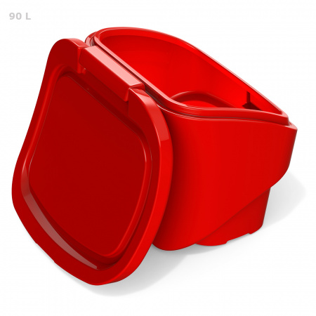 Красный ящик для соли, реагентов 90 литров - открытый сзади