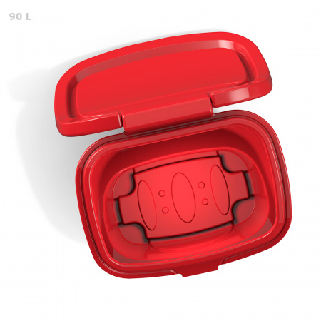 Красный ящик для соли, реагентов 90 литров - открытый сверху