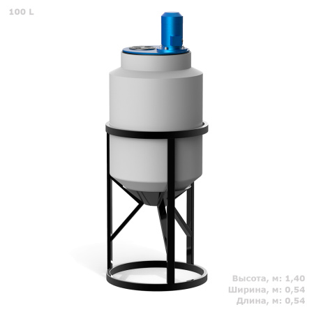 Емкость K 100 литров с пропеллерной мешалкой фото с габаритами 
