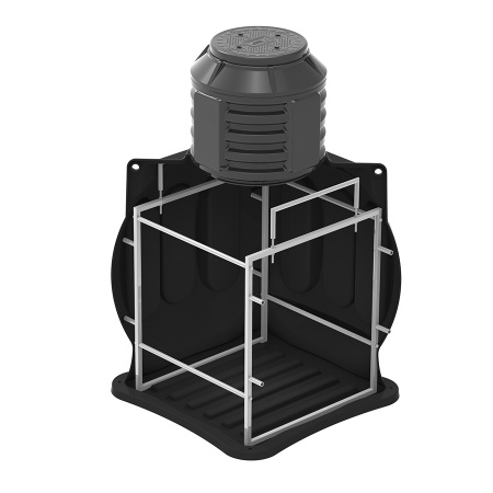 Колодец КС-5М с каркасом, с дополнительной секцией D780 и крышкой D780 фото с габаритами