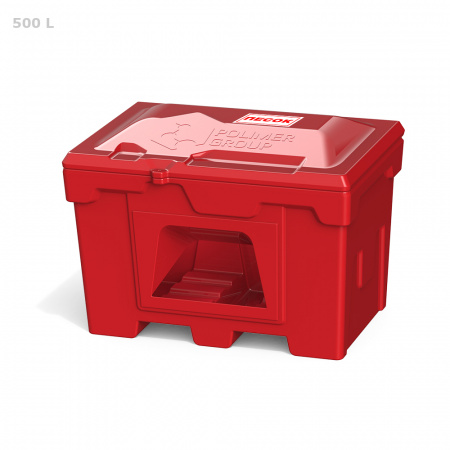 Ящик для песка 500 литров с дозатором вид спереди фото 2