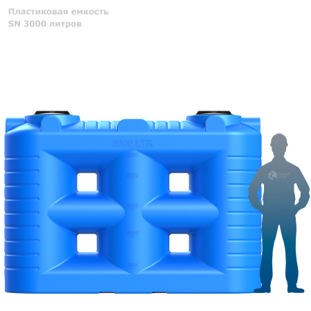 Бак SN 3000 литров синий цвет фото рядом с человеком