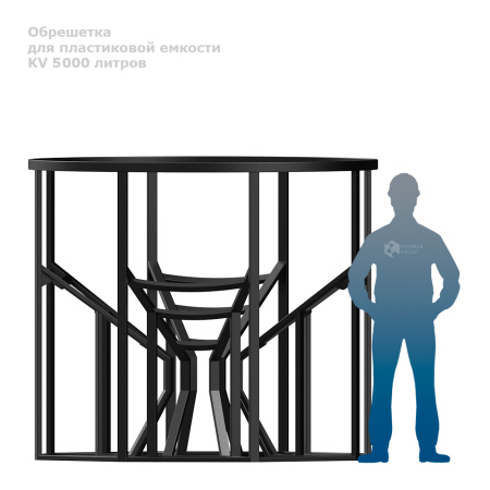 Обрешетка КV 5000 литров рядом с человеком