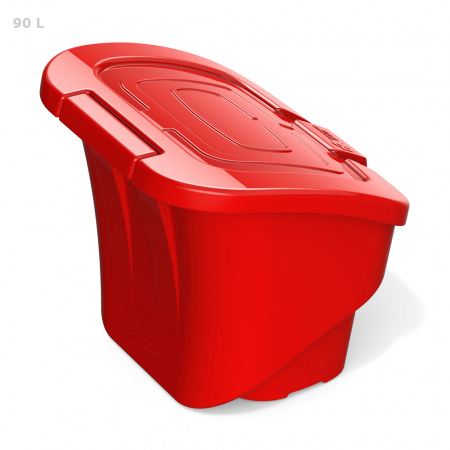 Красный ящик для соли, реагентов 90 литров - закрытый сзади