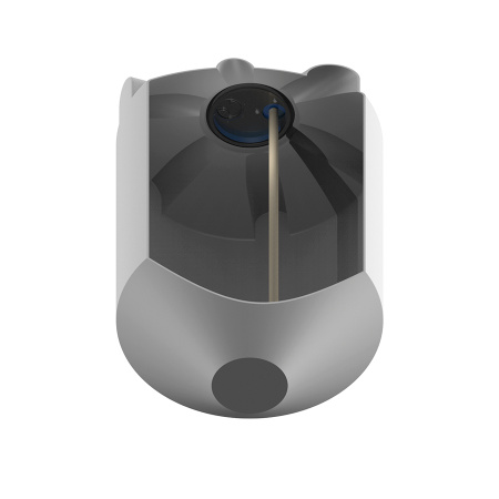 Емкость K 1000 литров с пропеллерной мешалкой без обрешетки вид снизу в разрез