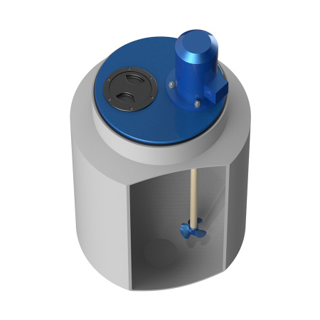 Емкость K 100 литров с пропеллерной мешалкой без обрешетки - фото с разрезом сверху