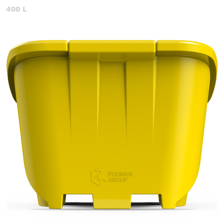 Ящик для соли, реагентов 400 л желтый закрытый- вид сзади