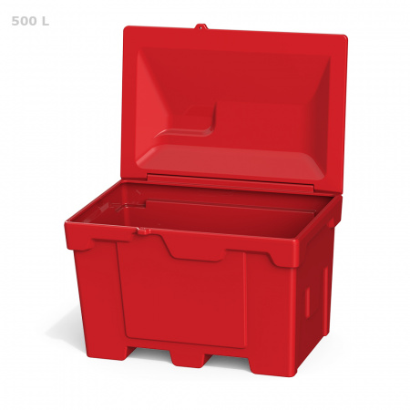 Ящик для соли, реагентов 500 литров - вид спереди открытая крышка