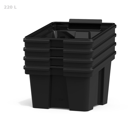 Ящик для ветоши 220 литров - штабелируемость корпусов