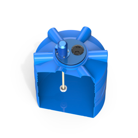 Емкость V 500 литров с турбинной мешалкой фото сверху в разрез