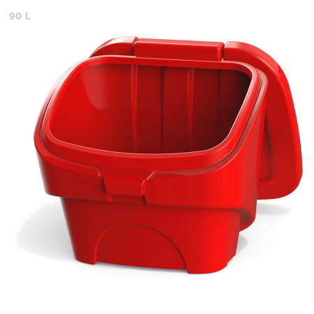 Красный ящик для соли, реагентов 90 литров - открытый спереди