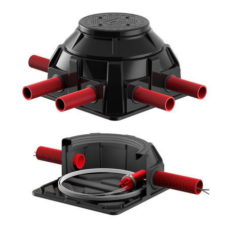 Колодец КОД 2 H600 с крышкой D 560 мм с трубами